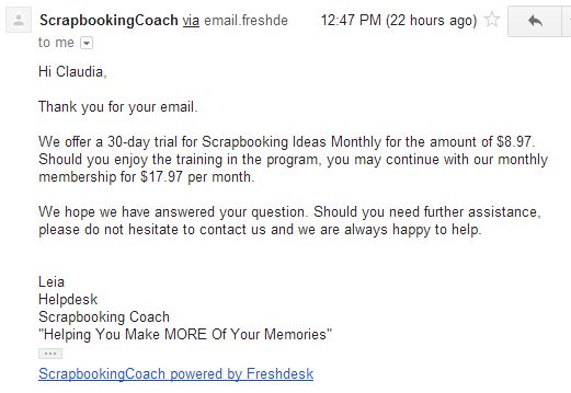 Scrapbooking Ideas Monthly reply